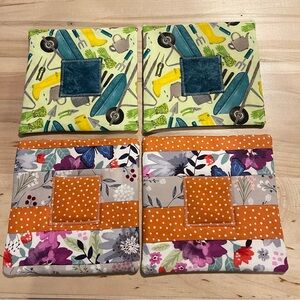 Colorful Quilted Reversible Potholders Set of 4